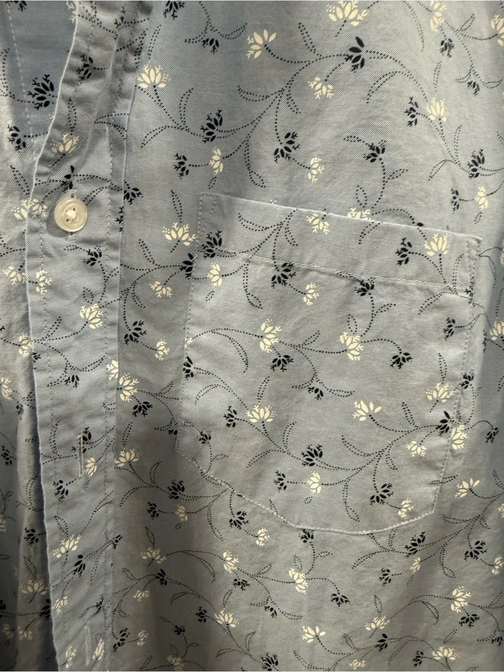 J. Crew Light Blue Floral Button-Down Shirt with Subtle White Flowers